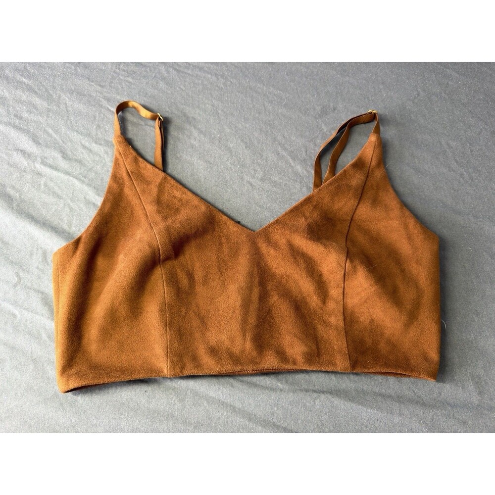 Forever 21 Women’s Spaghetti Strap Cropped Tank Size Small Zipper Brown